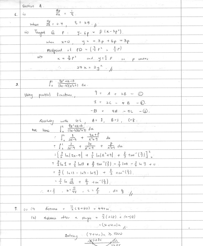 Suggested Answers To 2014 A Level H2 Math 9740 Paper 2 - Singapore Learner