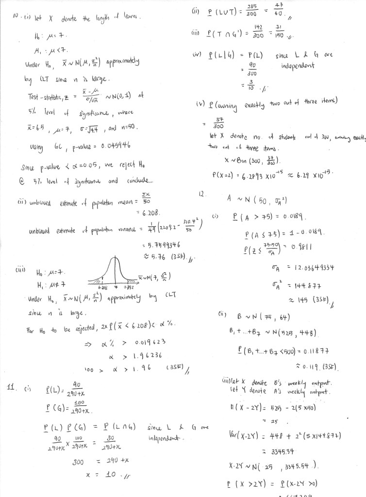 Suggested Answers to 2014 A Level H1 Math 8864 - SINGAPORE LEARNER